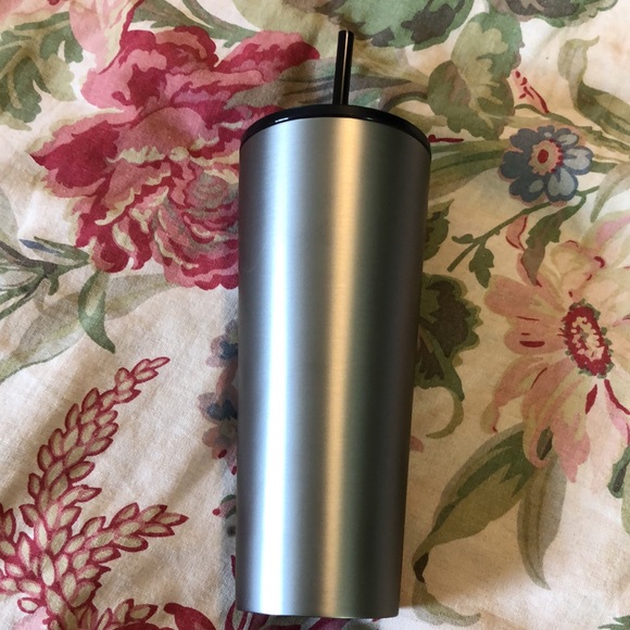 STARBUCKS Large venti Stainless Steel Cold Drink Cup Dual-Wall Black Straw NEW - Picture 5 of 14